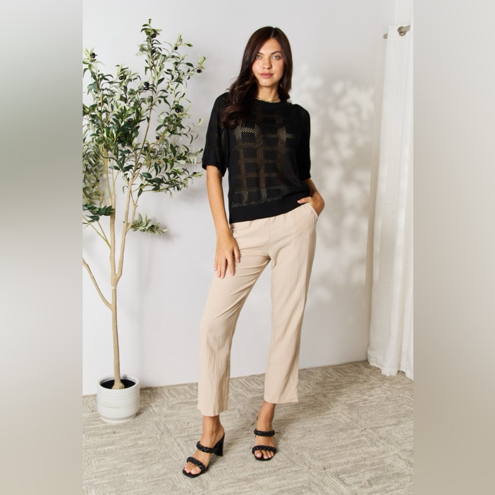 Mandy Ribbed Trim Round Neck Knit Top - Picture 5 of 7